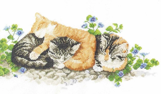 VERVACO Kit Cuscino Punto Croce Gatti Su Ramo - Set Ricamo 40x40 Per Principianti Con Tela E Fili DMC - 5