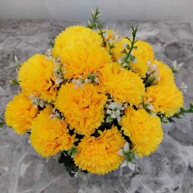 Yellow Carnations | Artificial Flower Pot | Grave/Memorial/Crem