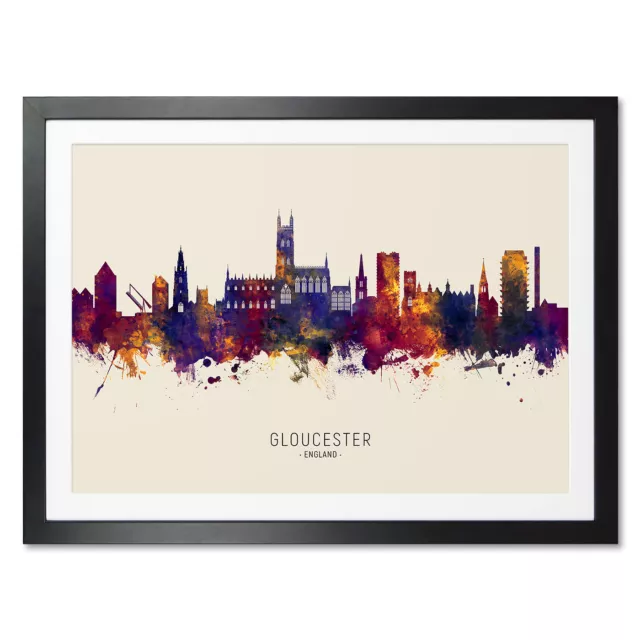 Gloucester Skyline, Poster, Canvas or Framed Print, watercolour painting 15087