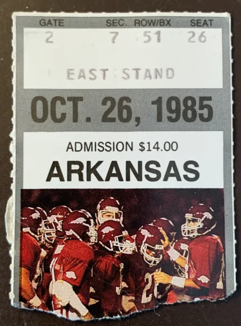 Arkansas Razorbacks 10/26/1985 ORIGINAL college football ticket vs Houston