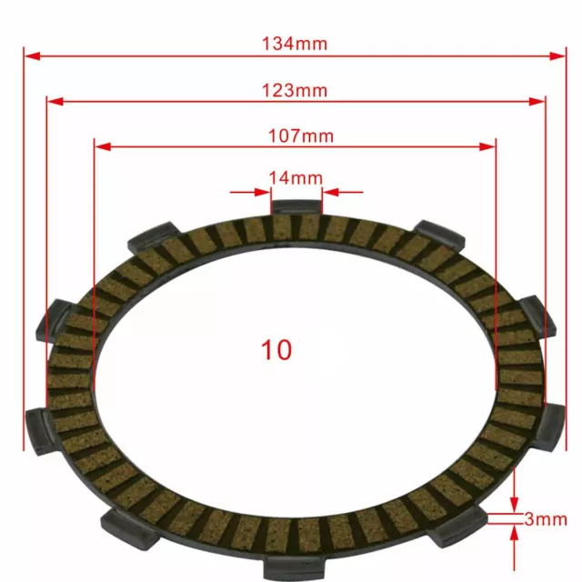 10PCS Friction Clutch Disc Plates For Yamaha DT125 DT175 DT 125 175 80-81 RT180 2