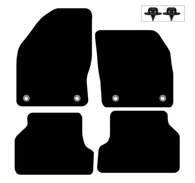 For Ford Focus MK2 2005 - 2011 Tailored Black Car Floor Mats Carpets w/ Fixings