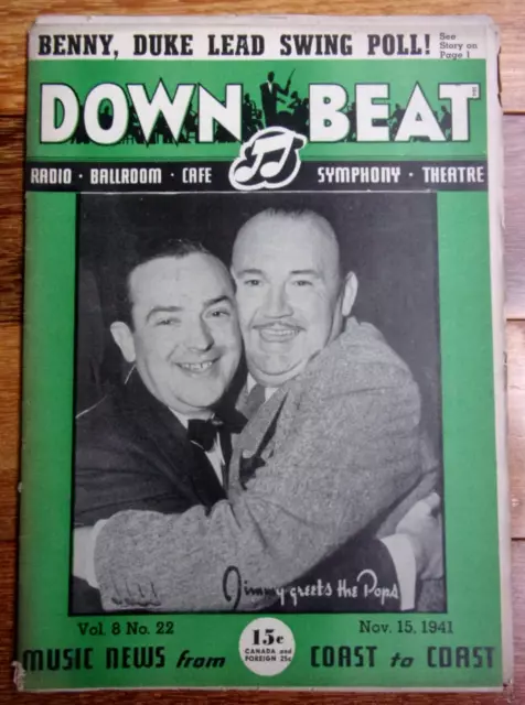 DOWN BEAT Magazine  Nov 15, 1941, Gene Krupa , Slingerland Drums, Jazz Polls