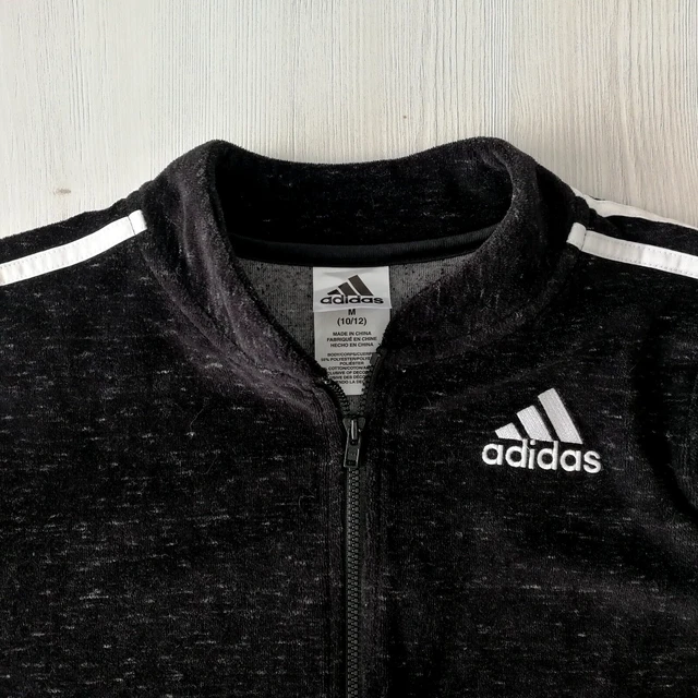 Maglione Adidas ragazza velluto nero cerniera originale M (età 10/12 anni)