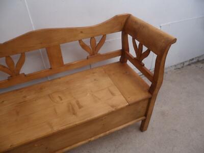 A Beautifully Waxed Reclaimed Pine 3 Seater Tulip Hall Kitchen Box Settle/ Bench 3