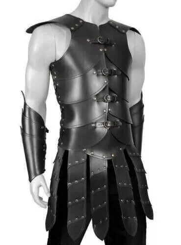 Medieval Leather dresses Jacket long viking body armor Leather vest Collectible