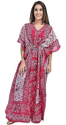 Plus-Size-Dashiki-DressWomens-African-Clothing-Batik-Print-Maxi-Long-Kaftan Pink