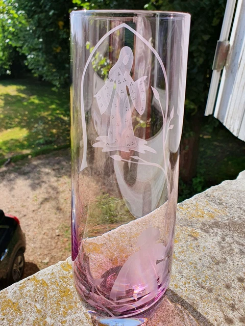 Vase Romeo Et Juliette Cristal Bohemia Coupé À La Main Vintage