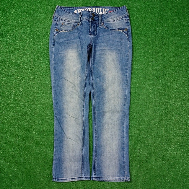 Hydraulic Jeans Juniors 3 4 Lola Curvy Capri Crop Stretch Low Rise Embroidered