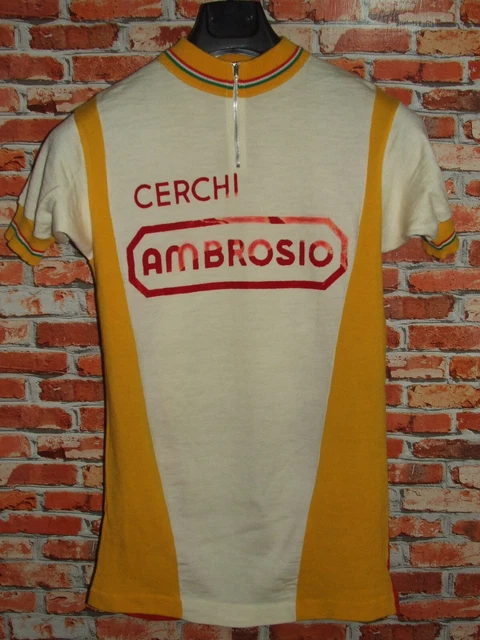 Maillot Vélo Haut Cyclisme Eroica Vintage 70'S Cercles Ambrosio 50% Laine