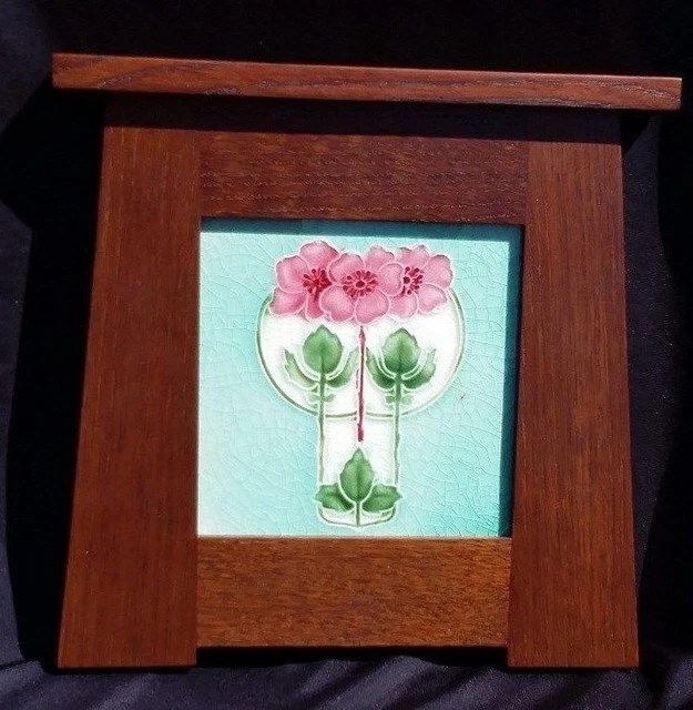 T & R Boote Antique English Art Nouveau Tile w/ Arts & Crafts Frame 3