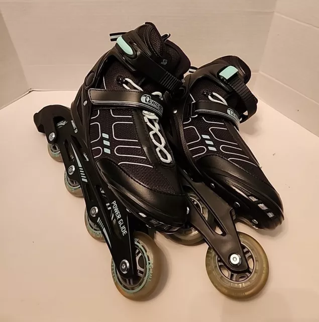 Chicago Power Glide Men's Inline Black/Teal Rollerblade Skates Sz 8 - ABEC 5