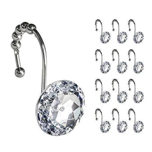 Luxury Design Round Diamond Crystal Gem Bling with Glide Balls Shower Clear