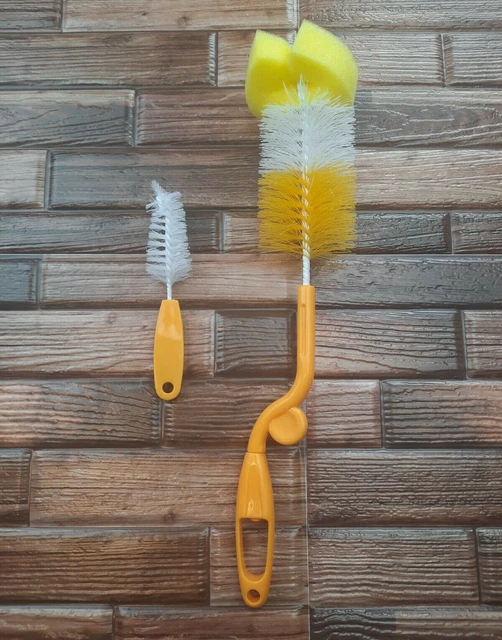 Baby Bottle Cleaning Brush 2pc Dishwasher Safe Swiveling No-Scratch Nipple