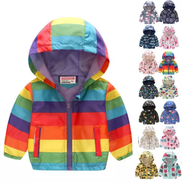 Kid Boys Girls Toddler Rainbow Animal Long Sleeve Coat Jacket Hoodie Outwear