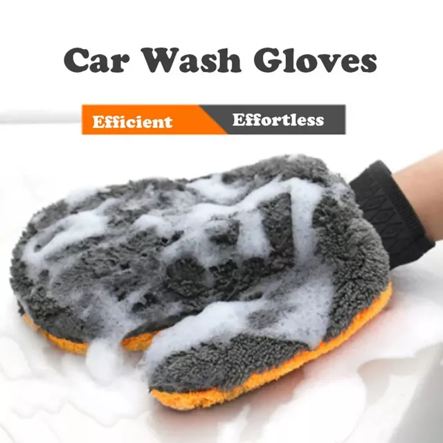 2pcs Scratch Free Wash Mitt Super Thick Gloves for Car Wash and Drying Reusable