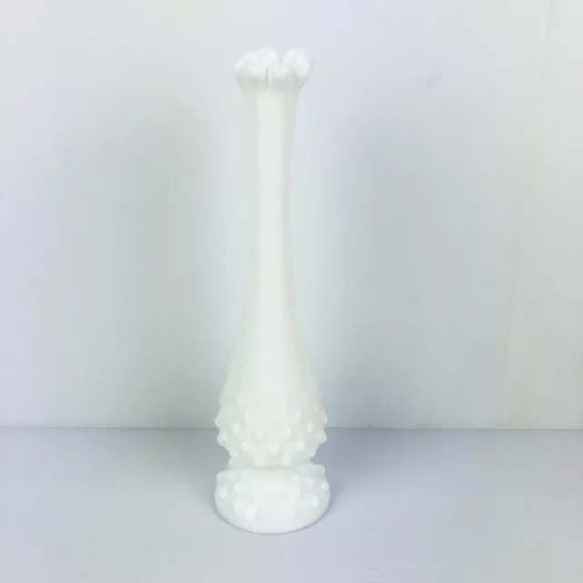 Fenton White Milk Glass Hobnail Swung Vase 22 cm Vintage Retro VGC