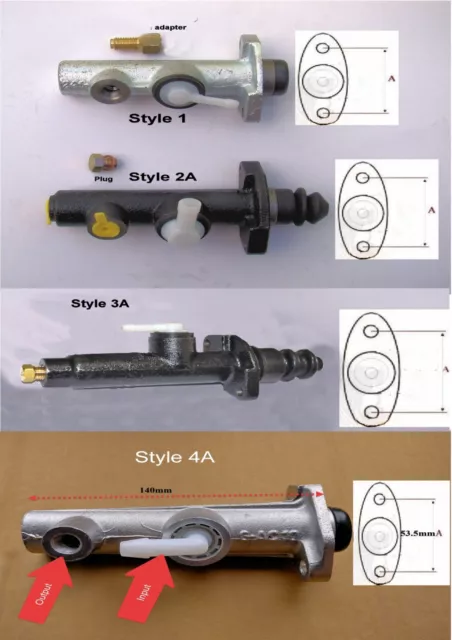 Horse Carriage Cart Master Brake Cylinder Style 1 - 2A - 3A - 4A - 5A