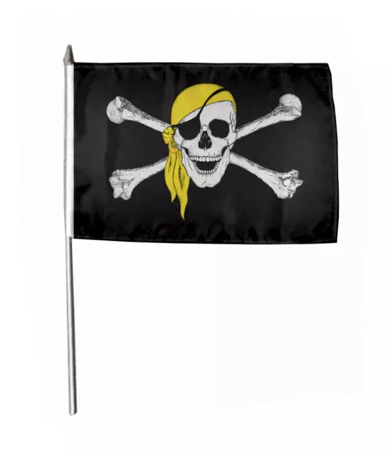 Stockflagge Pirat mit gelben Kopftuch Fahne Flagge 30 x 45 cm