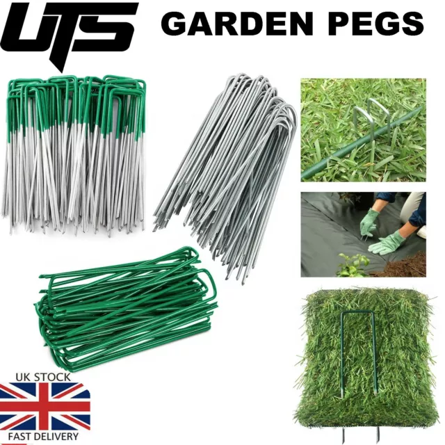 Metal Ground Garden Weed Barrier Membrane Pins Fabric Hooks Pegs Staples U Pins