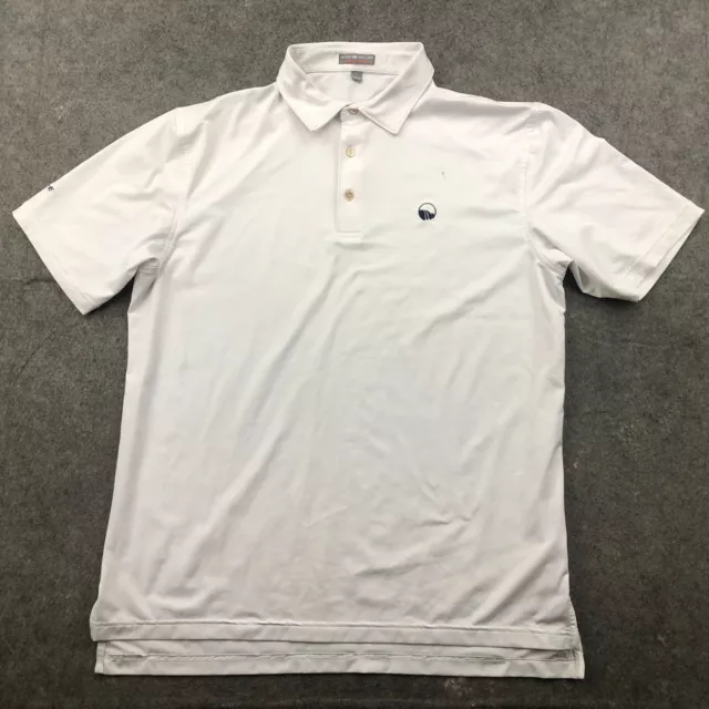 Peter Millar Polo Shirt Mens Large White Solid Short Sleeve Summer Comfort *