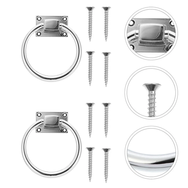 2 pz anello armadio maniglia lega di zinco cassetti bottoni mobili decorazione (argento)
