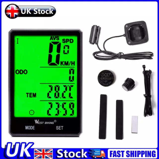 WEST BIKING Bicycle Computer MTB Road Bike Speedometer Odometer (Wired) UK