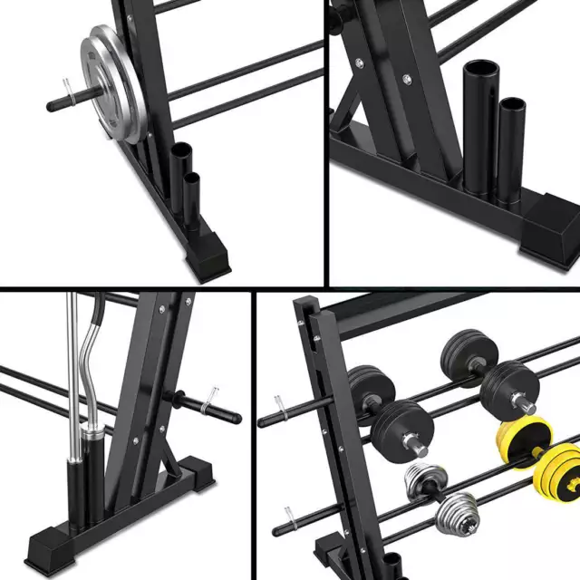 3-Tier Weights and Barbell Storage Rack for Barbell, Dumbbells, Kettlebells, and 3