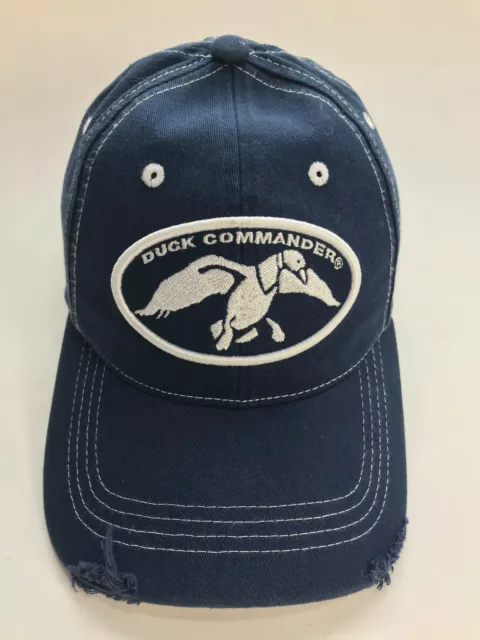 Duck Commander Blue Distressed Strapback Baseball Hat Cap Vintage VGC