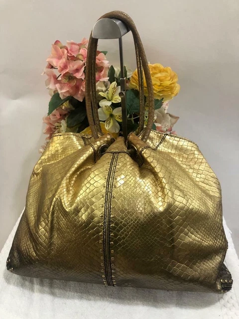 Michael Kors Uptown Astor Embossed Leather,Gold Studs Hobo(110