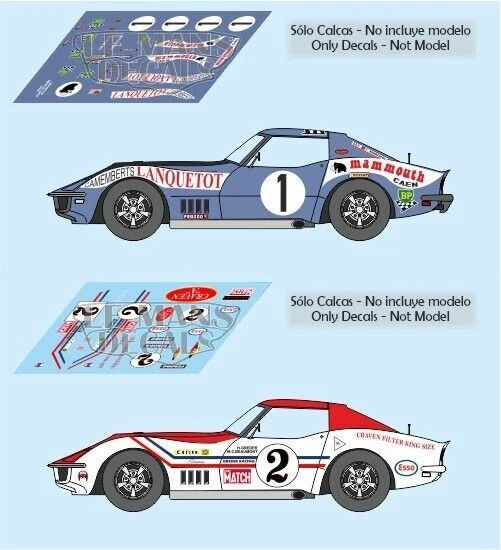 Autocollants Corvette C8R Le Mans 2023 - Échelles 1:32, 1:24, 1:43, 1:18, Etc. - Décals Pour Modèles Réduits