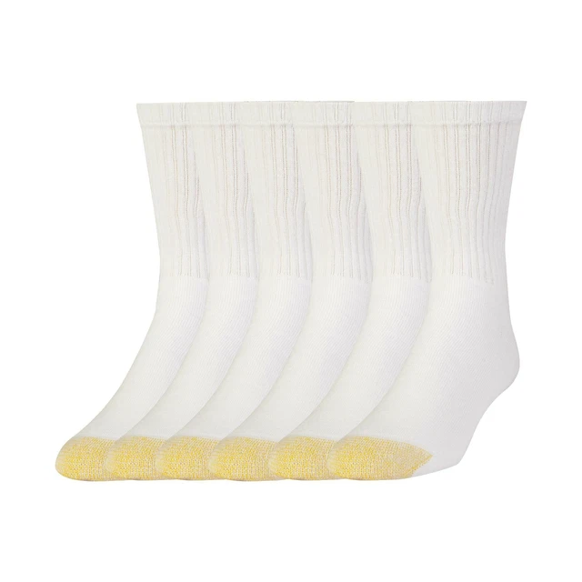 Gold Toe Cushioned Cotton Short Crew Socks 6 Pack Shoes White 81% Cotton Comfort