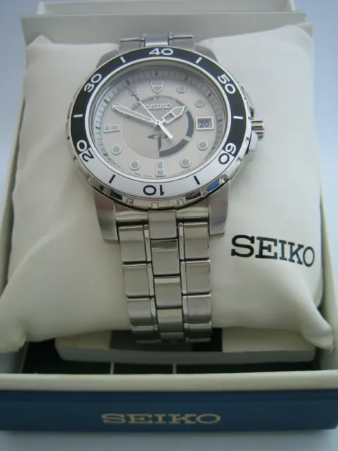 SEIKO MENS KINETIC Watch Ska381 5M62-0Bp0 Stainless Steel Bracelet Genuine  £ - PicClick UK