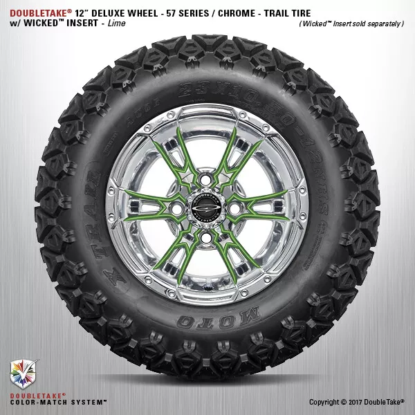 Set De 4 Double Take Chrome Citron 57 Séries Soulevé Roue Et Pneu 12 " Golf Cart
