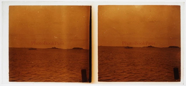 FRANCE Sea Landscape Photo Stereo Glass Plate Vintage P29L9n9 2