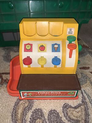 Vintage 1974 Fisher Price Cash Register Working With Bell. And Coins