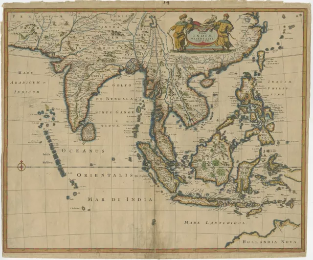 Antique Map of the East Indies by De Wit (1662)