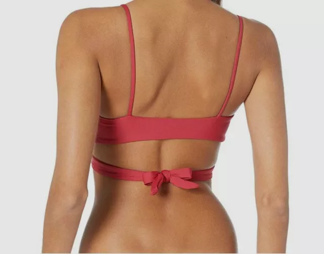 $79 L*Space Womens Red Sweet & Chic Chloe Wrap Bikini Top Swimwear Size D Cup 2
