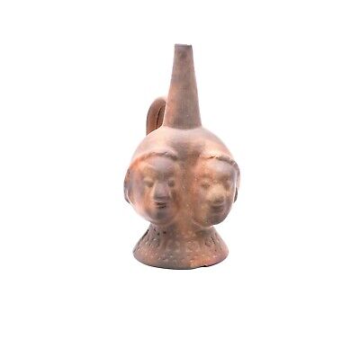 Peru Pre Inca Chimu Pre Columbian 900-1470 Ad.  Earth Ware Double Face Vessel 2