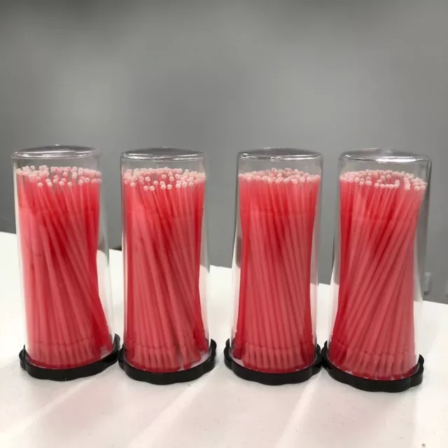 400 (4 Kegs) Pink Dental Micro Applicator Brushes (Fine Tips) Disposable Lash