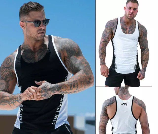 Gym Workout Singlets Sports Training Tank Top Muscle Bodybuilding T-Shirt Men