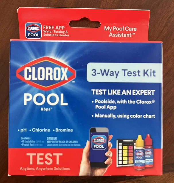 CLOROX POOL & Spa 3Way Water Test Kit pH Chlorine Bromine Free