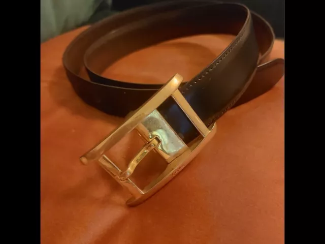 J.M. Weston Paris Leather Belt, med brown, Made in France, fit 41-45waist