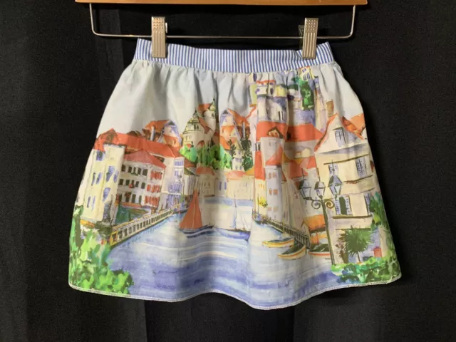 Mayoral Girl Sailboat European Greece Spain Print Lined Skirt Size 5 (110cm)