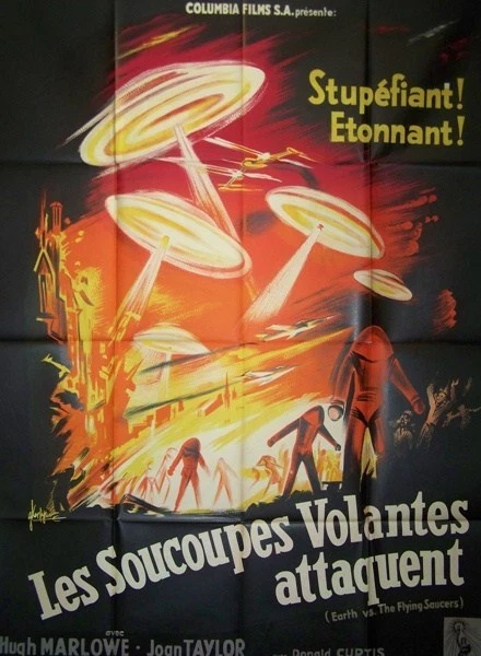 affiche les soucoupes volantes attaquent.120x160 science fiction