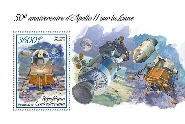 NASA APOLLO 11 50th Anniv. Moon Landing Space Stamp Sheet #2 2019 Central Africa