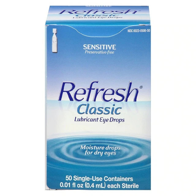 50 REFRESH CLASSIC Eye Drops, SingleUse Sterile Containers Exp
