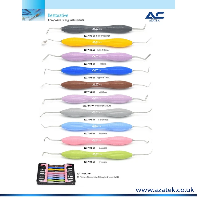 Azatek Dental Aesthetic Resin Filling Instruments – Set Of 8 With Silicone Handles - View #2