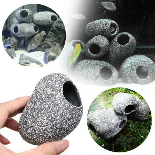 Cichlid Stone Ceramic Rock Cave Aquarium Fish Shrimps Tank Pond Ornament Decors