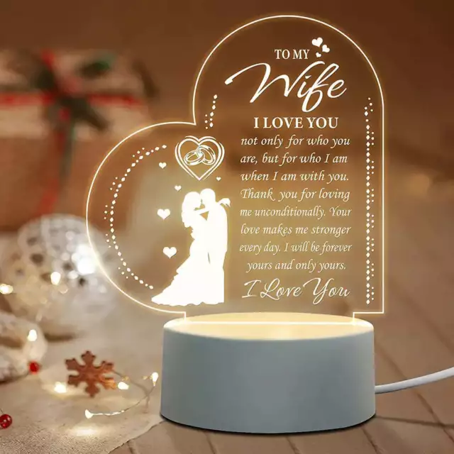 Vibe Geeks Love Expressing Acrylic Night Light Ideal Gift for Wife - USB Plugged